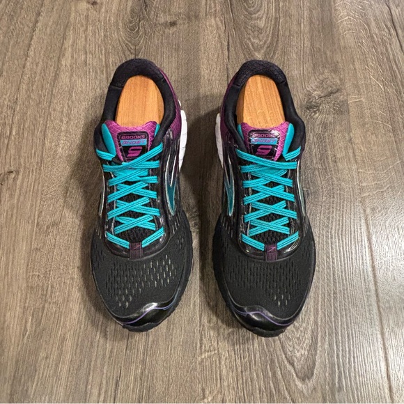 Brooks Ghost 9 Women's Size 9.5 Wide Black Purple Teal Running Shoes - Picture 2 of 11